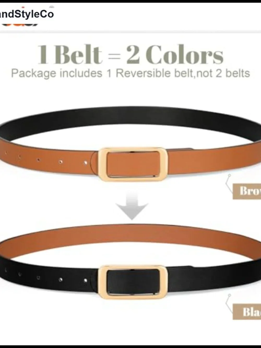 Reversible Faux Leather Belt with Gold Buckle - Skinny 0.9
